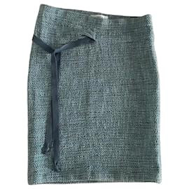 Humanoid Falda Tubo Tweed Asimétrica Azul-verde Gris Talla S