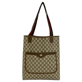 Gucci Old Gucci Sherry Line GG Logo Hardware Tote Bag