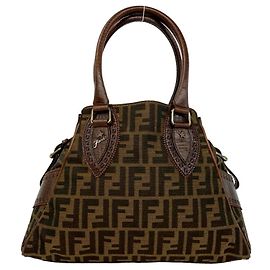 Fendi Zucca FF Muster Canvas und Leder Mini Tote