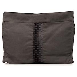 Clutch Herline in tela grigia Hermès