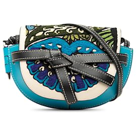 LOEWE Blue William De Morgan Mini Bestickte Leder Gate Crossbody Tasche - Loewe