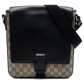 Borsa a tracolla con patta Gucci Beige GG Supreme