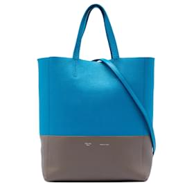 Tote verticale Celine Blue Small in pelle di vitello granulata bicolore - Céline