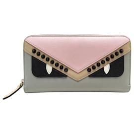 FENDI ZIP AROUND MONSTER EYES 8M0299 Leder Geldbörse