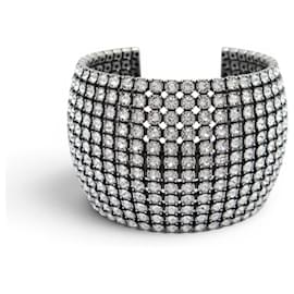 NOVO BRACELETE BALENCIAGA GLAM STRASS CUFF TAMANHO S 15.5 PRATA