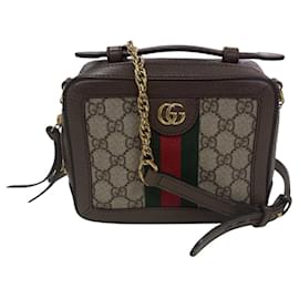 Borsa a tracolla Gucci Ophidia in tela GG Supreme marrone e pelle