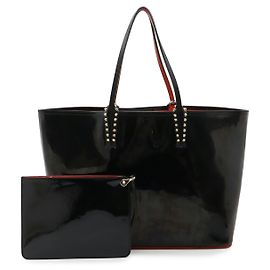 Borsa Tote Christian Louboutin CABATA in pelle vernice con borchie