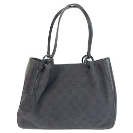 Gucci Tote Bag aus schwarzem GG Canvas und Leder