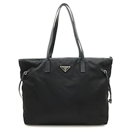 Sac Tote de Nylon e Couro com Logotipo Triangle Prada