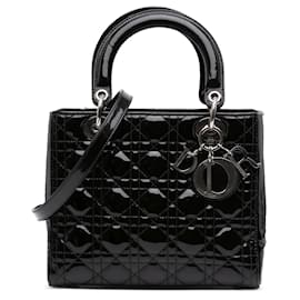 Dior Lady Dior Medium Vernice Nero Argento