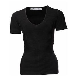 T by Alexander Wang, top stretch noir à croisillons