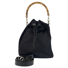 Borsa a mano Gucci Bamboo Nylon Leather