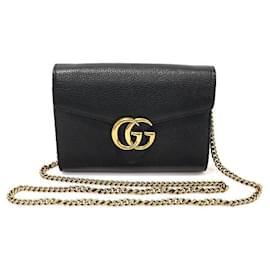 Mini borsa a tracolla GG Marmont in pelle texturizzata nera - Gucci