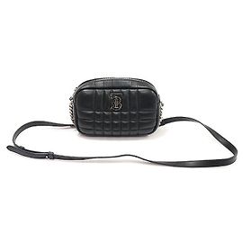 Burberry Mini Lola Camera in agnello liscio trapuntato nero
