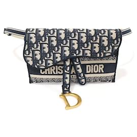 Dior Borsa a tracolla a tracolla a cintura in jacquard obliquo blu
