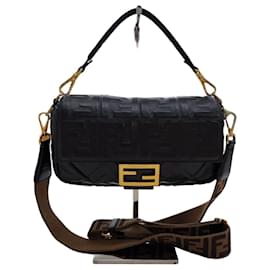 Fendi Baguette Leder Tote und Crossbody Bag in Schwarz, Größe Medium