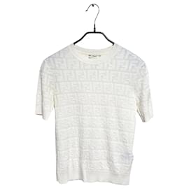 Kurzärmeliges Textur-Strickoberteil mit FF-Jacquard für Damen - Fendi