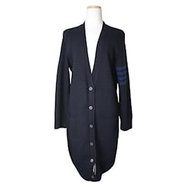 Thom Browne Langer Cardigan aus Wolle und Kaschmir in Mitternachtsblau