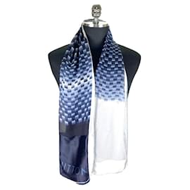 Louis Vuitton Doppelter Seidenchiffon langer Schal Blau