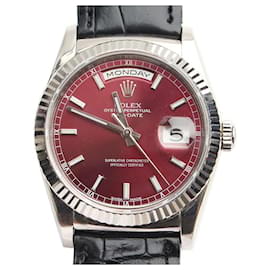 Rolex Oyster Perpetual Datejust Damenuhr mit burgunderrotem Zifferblatt mm