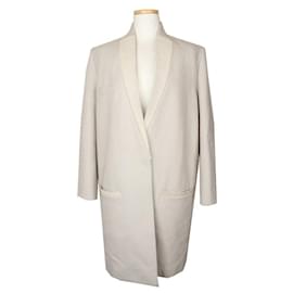Isabel Marant Beige Wool Shearling Trim Coat