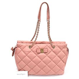Salvatore Ferragamo Borsa a tracolla con catena GINETTE in nappa trapuntata rosa