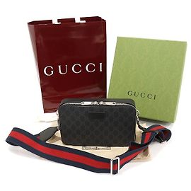 Gucci Pochette Mini Crossbody in Tela GG Supreme e Pelle Nera