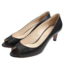 Open-Toe-Pumps aus schwarzem Leder - Prada