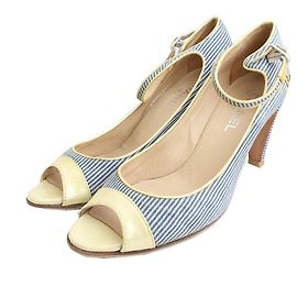 Chanel Scarpe a righe con cinturino alla caviglia