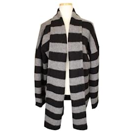 Offener Strickcardigan aus Kaschmir in Grau-Schwarz - Vince