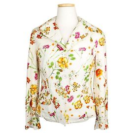 Dolce & Gabbana Baumwolljacke mit Blumenprint in Elfenbein