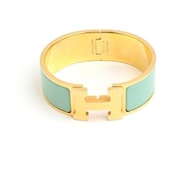 Bracciale rigido Mint Click-Clack placcato oro - Hermès