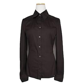 Gucci Camisa de mezcla de algodón marrón oscuro