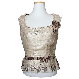 Miu Miu Ärmellose Pailletten-Bluse in Braun