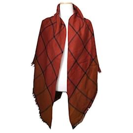 Sciarpa e scialle in lana a quadri rosso mattone - Burberry