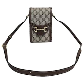 Gucci Sac bandoulière en toile GG Supreme avec mors marron