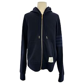 Felpa con cappuccio e zip con fascia diagonale sul braccio - Thom Browne