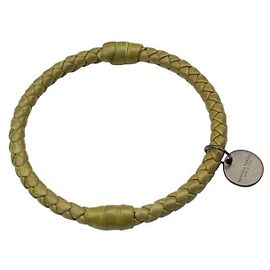 Bottega Veneta Pulsera de cuero trenzado verde oliva