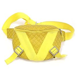 Bottega Veneta Borsa a tracolla e da fianco in gomma con intreccio Intrecciato giallo