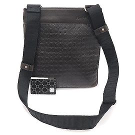 Salvatore Ferragamo Borsa a tracolla in pelle di vitello martellata marrone scuro con Gancini