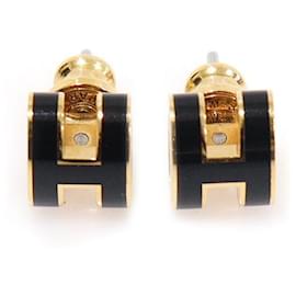 Mini Pop Earrings in Black and Gold - Hermès
