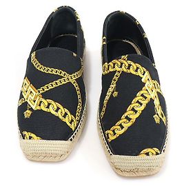 Versace Espadrilles slip-on in tela nera con stampa a catena La Greca