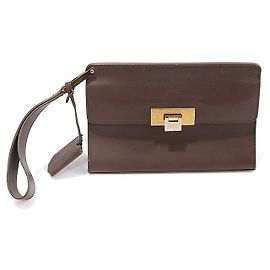 Balenciaga Clutch LE DIX in pelle di vitello marrone con tracolla