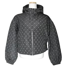Giacca corta con cappuccio con motivo logo grigio antracite - Tory Burch