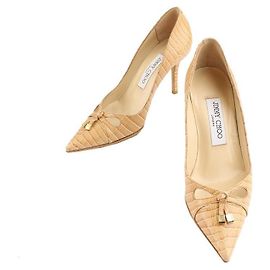 Jimmy Choo Décolleté beige con motivo ondulato