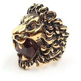 Anillo de León de Amatista Bañado en Oro - Gucci