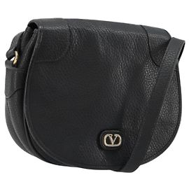 Borsa a Spalla VALENTINO in Pelle Nera e Oro Auth BA12898