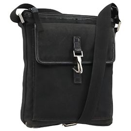 Borsa a Spalla GUCCI Nylon Nero Argento 92646 Auth 179896