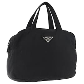 Borsa PRADA in nylon nero argento Auth bs35154