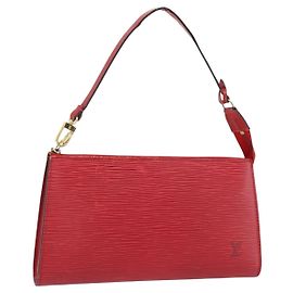 LOUIS VUITTON Epi Pochette Accessoires Bolso Rojo M52947 LV Auth 181376